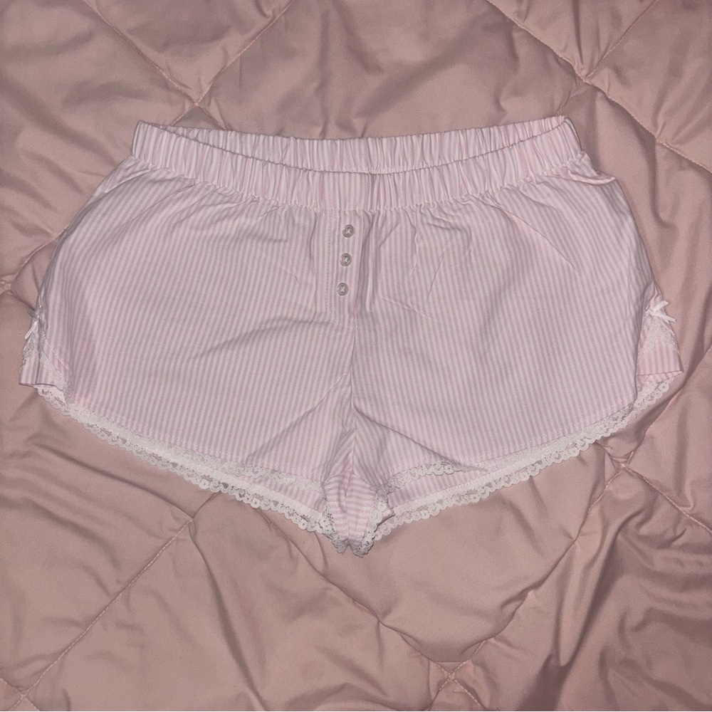 threads of Luxx Women's Pink Striped Pajama Shorts